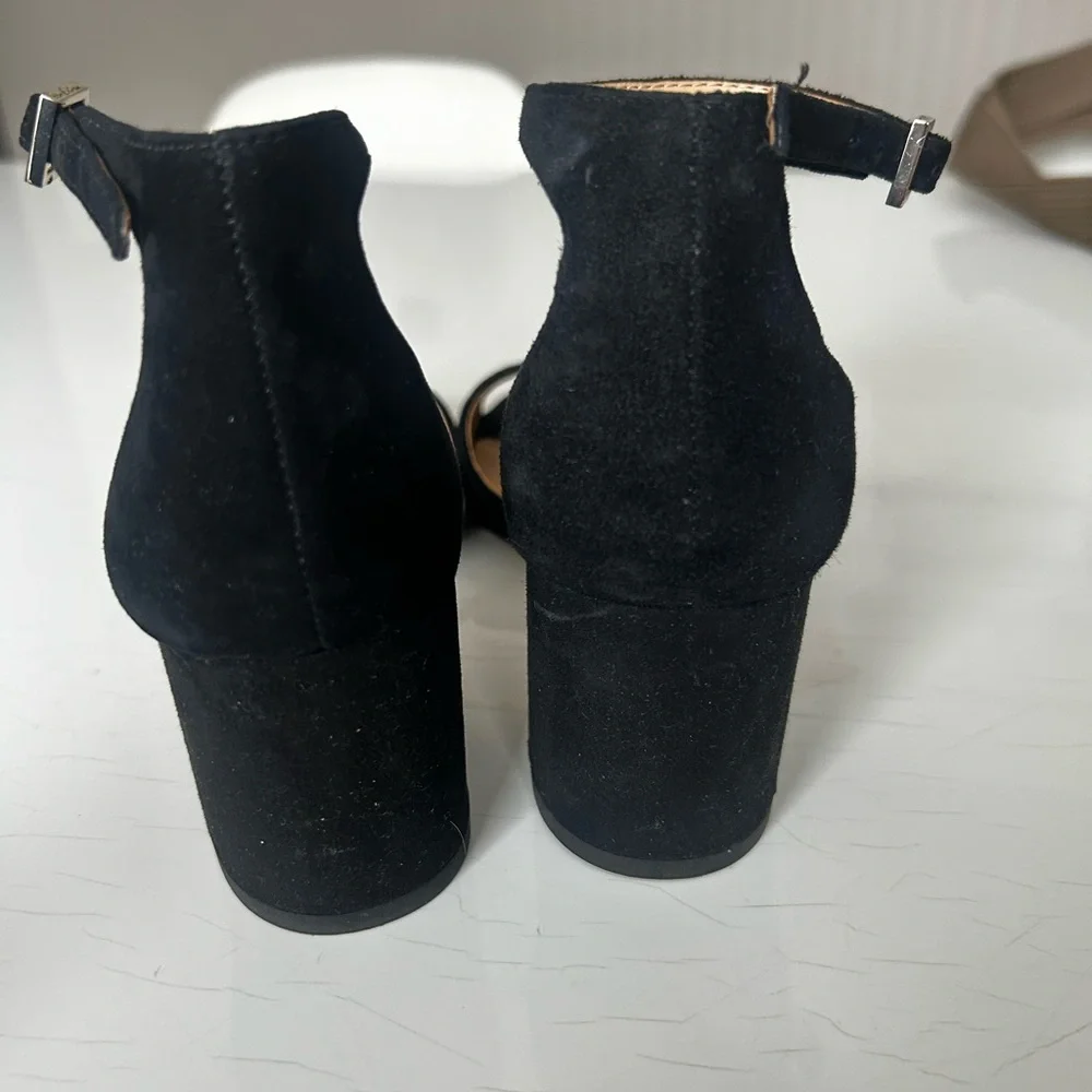 Sam Edelman 6 1/2 Suede Susie Black Ankle Strap Block Heels - Picture 4 of 7